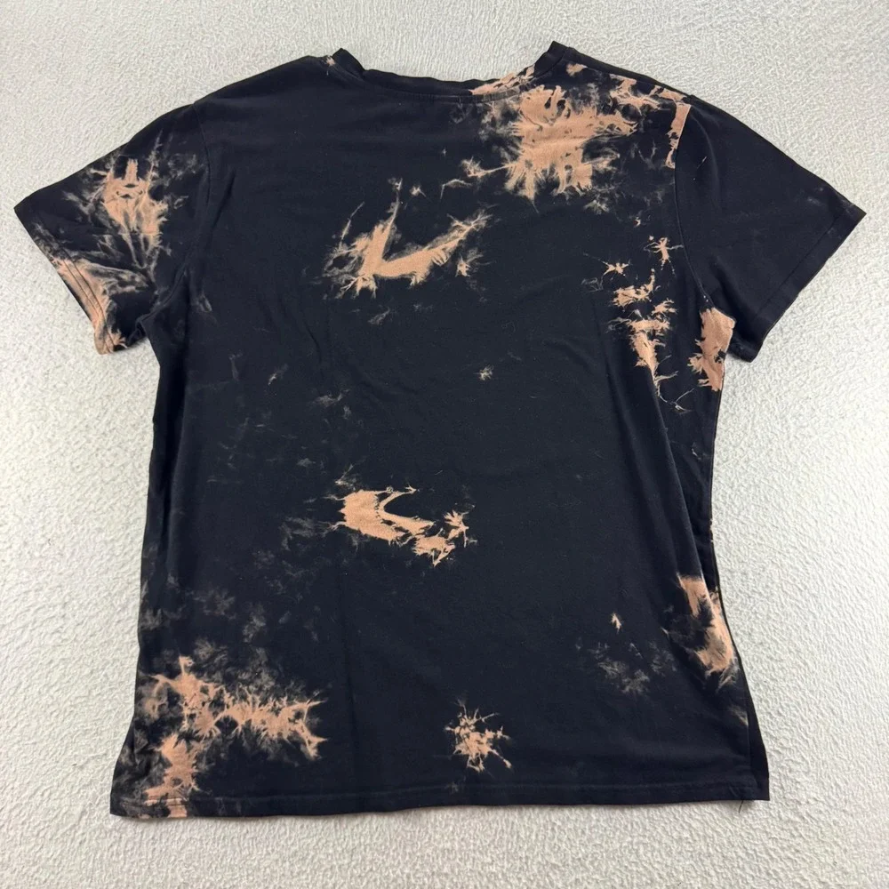 ROMWE Black Los Angeles California Tie Dye Bleach Graphic T Shirt Size Large - Picture 2 of 8